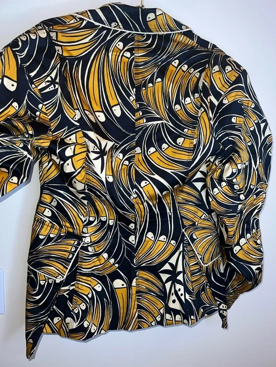 Farm Rio Toucan Spirals Blazer NWT Off White Tropical Print Jacket S - Picture 13 of 16